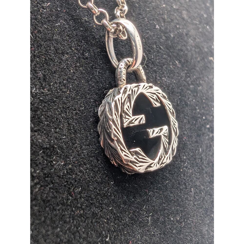 Gucci Interlocking GG Pendant Necklace 925 Sterling Silver Italy ~18" - Picture 4 of 12